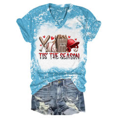 Season Time: Baseball Style Rainbow V-Neck T-Shirt